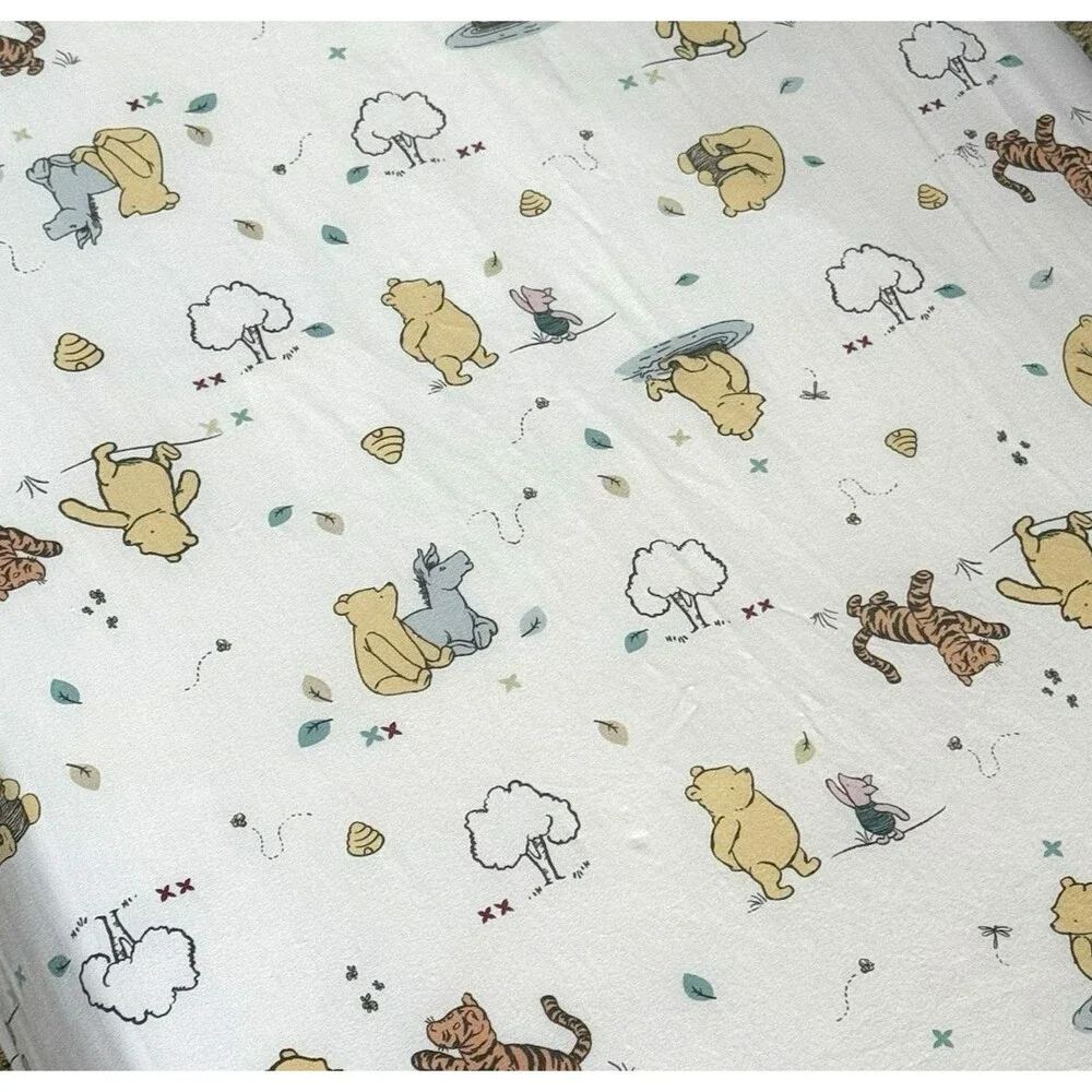 Classic Winnie the Pooh and Friends Fitted Crib Sheet Disney 100% Cotton